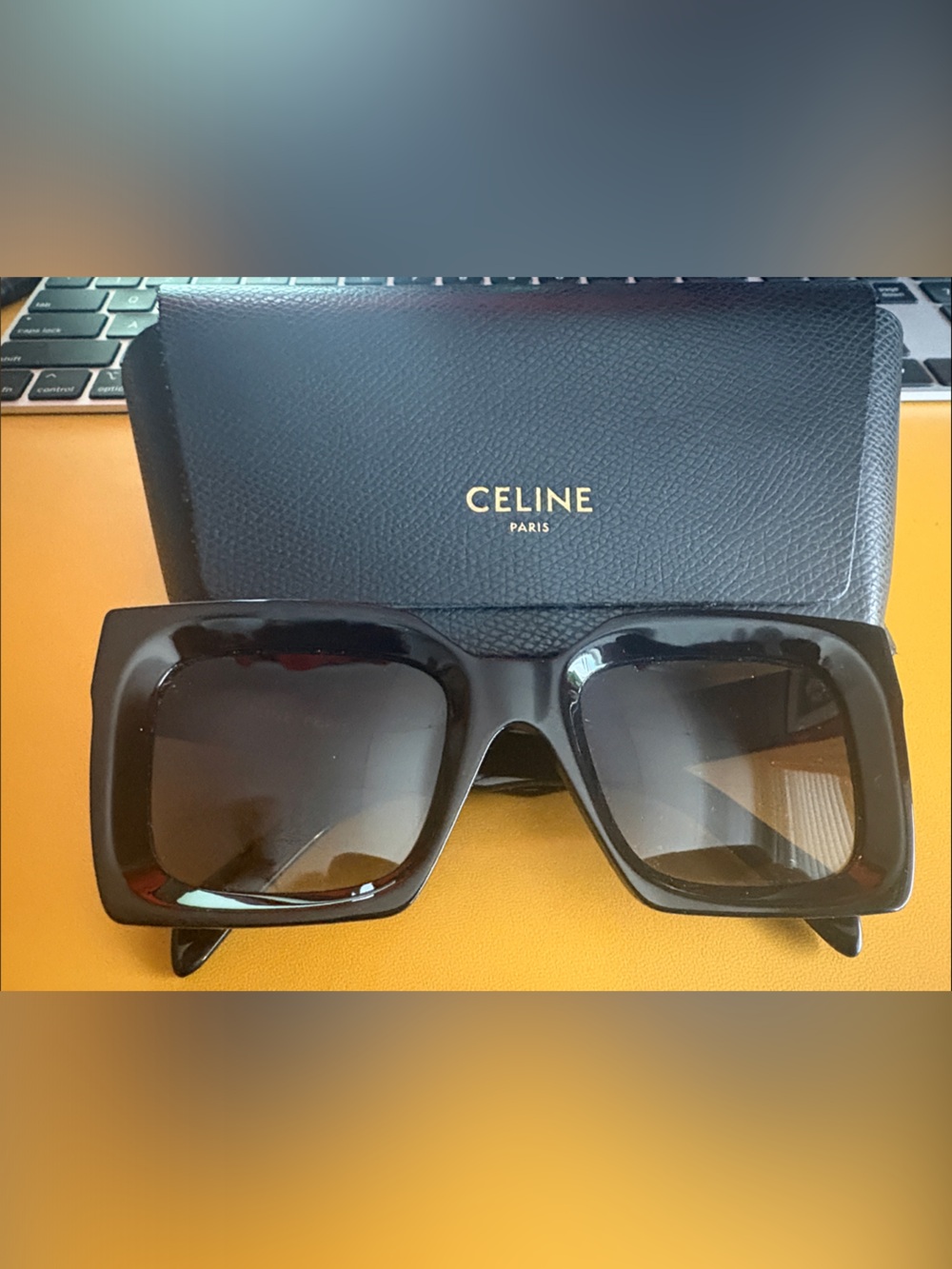 Celine Oversized Square Sunglasses in Glossy Black
